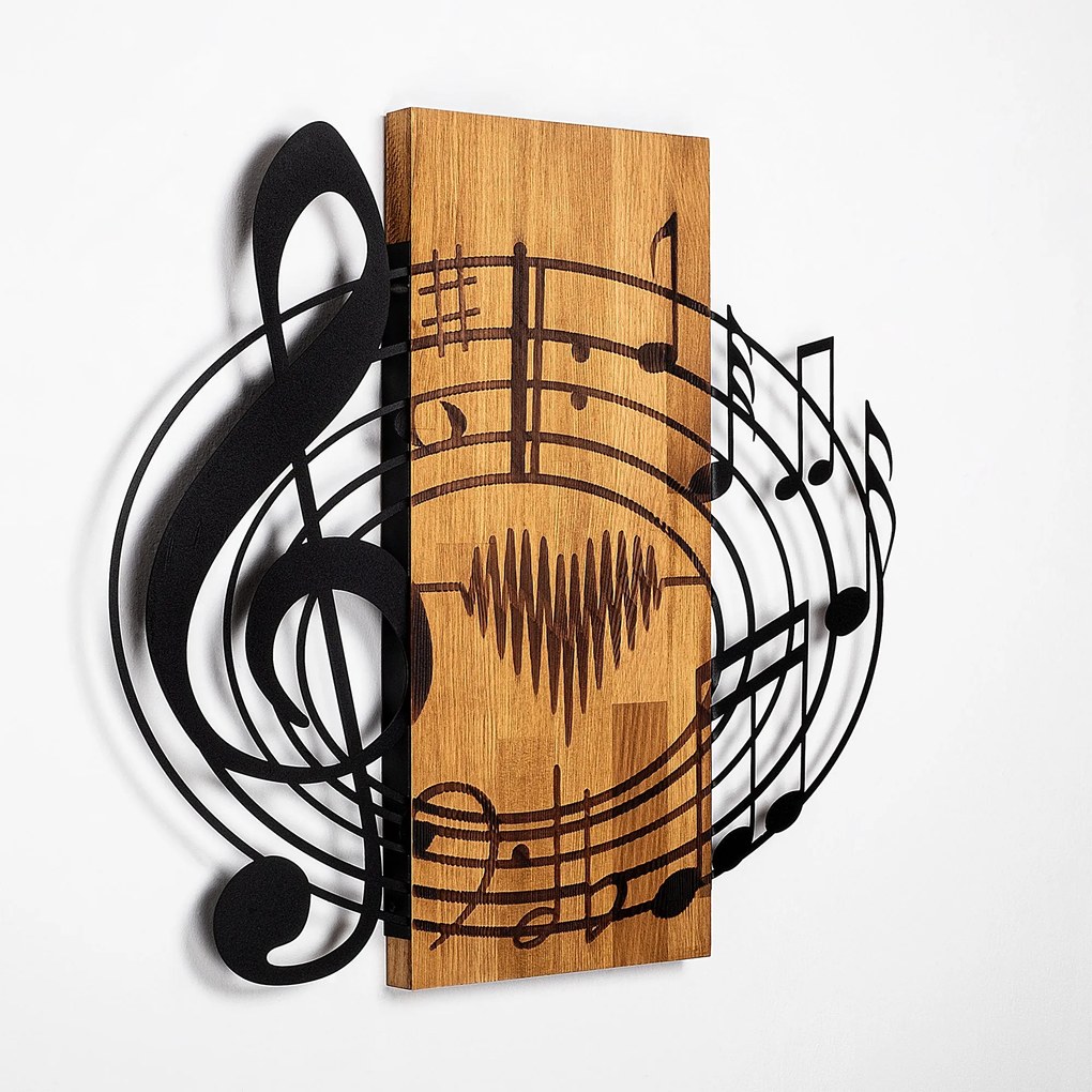 Acessório Decorativo de Parede Musical – Nogueira/Preto – 58 x 67 cm