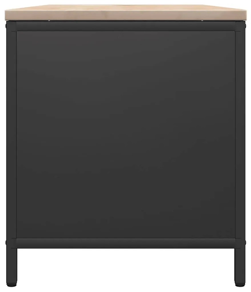Suporte para lenha com tampo de madeira 100,5x35,5x40 cm preto
