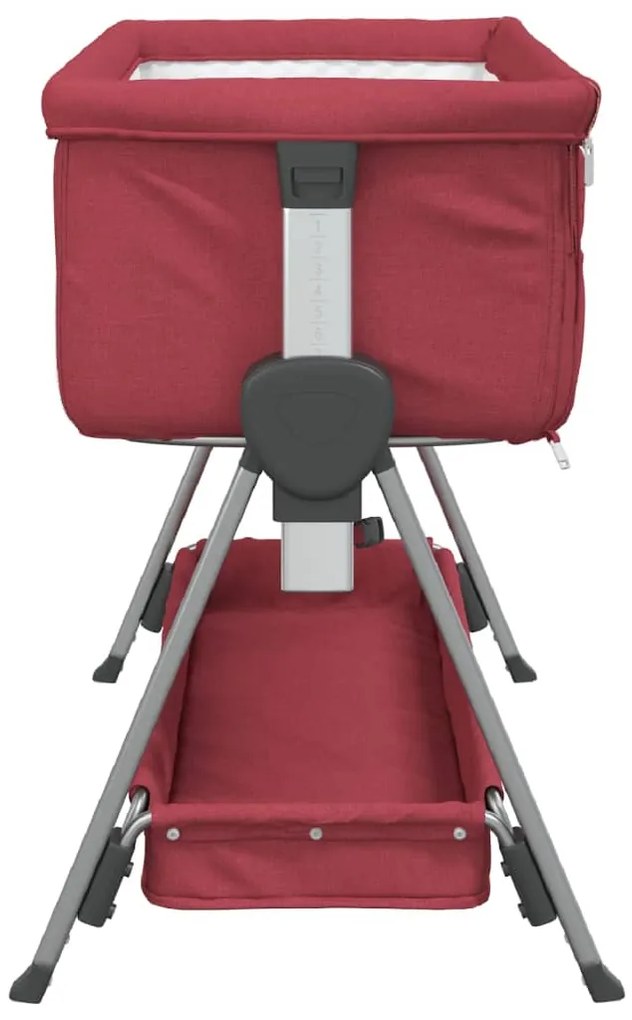 Cama de bebé com colchão tecido de linho vermelho