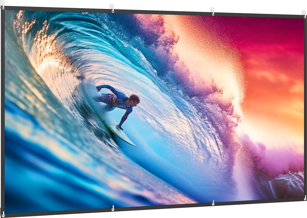 HOMCOM Tela de Projeção Manual 120 Polegadas Formato 16:9 HD 4K/8K para Interior e Exterior Branco | Aosom Portugal