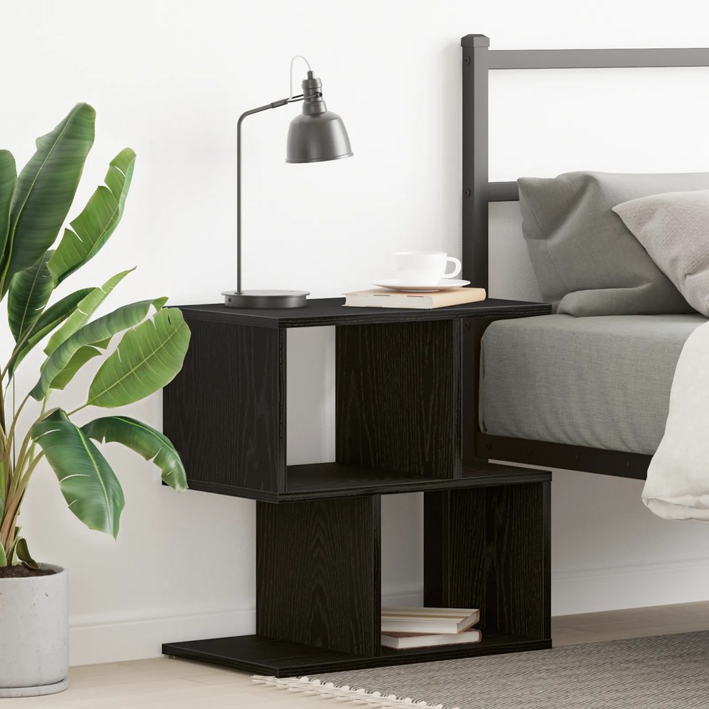 Criado-mudo vidaXL Black Oak 50x30x51,5 cm Madeira de Engenharia