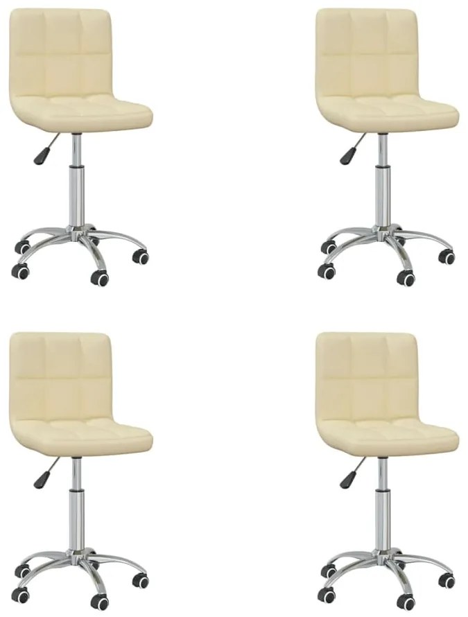vidaXL Cadeiras de jantar giratórias 4 pcs couro art. creme