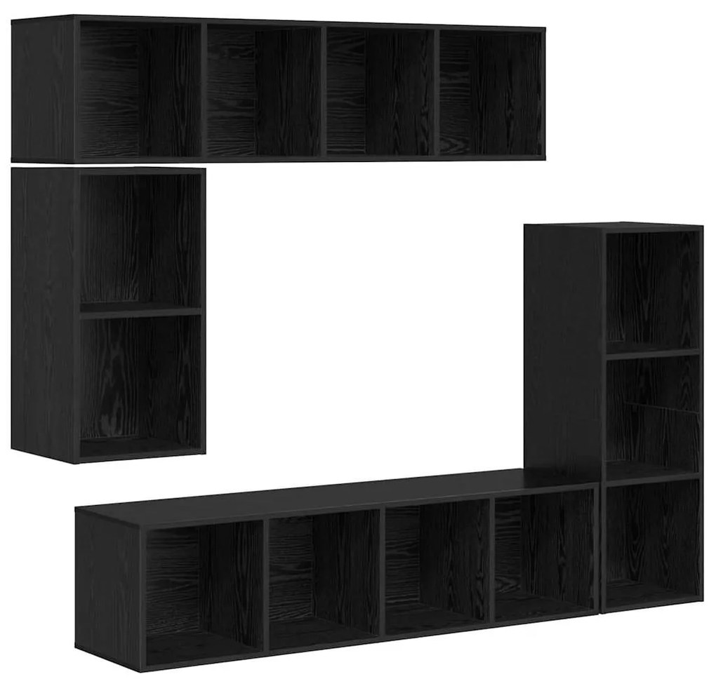 Conjunto de móvel de TV 4 pcs Carvalho preto Madeira processada