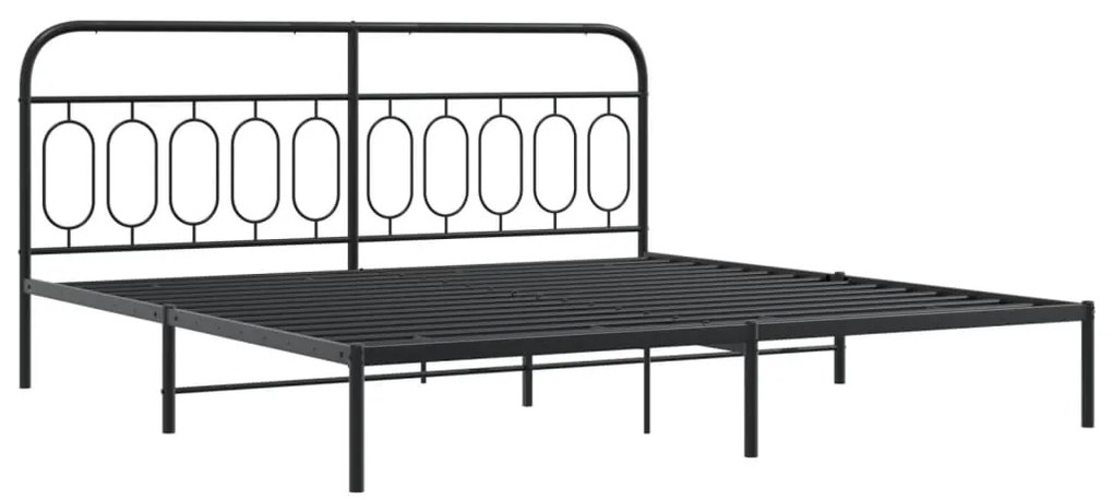 Estrutura de cama com cabeceira 200x200 cm metal preto