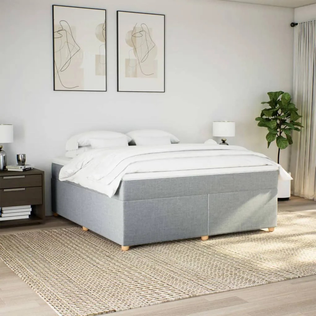 Cama com molas/colchão 180x200 cm tecido cinzento-claro