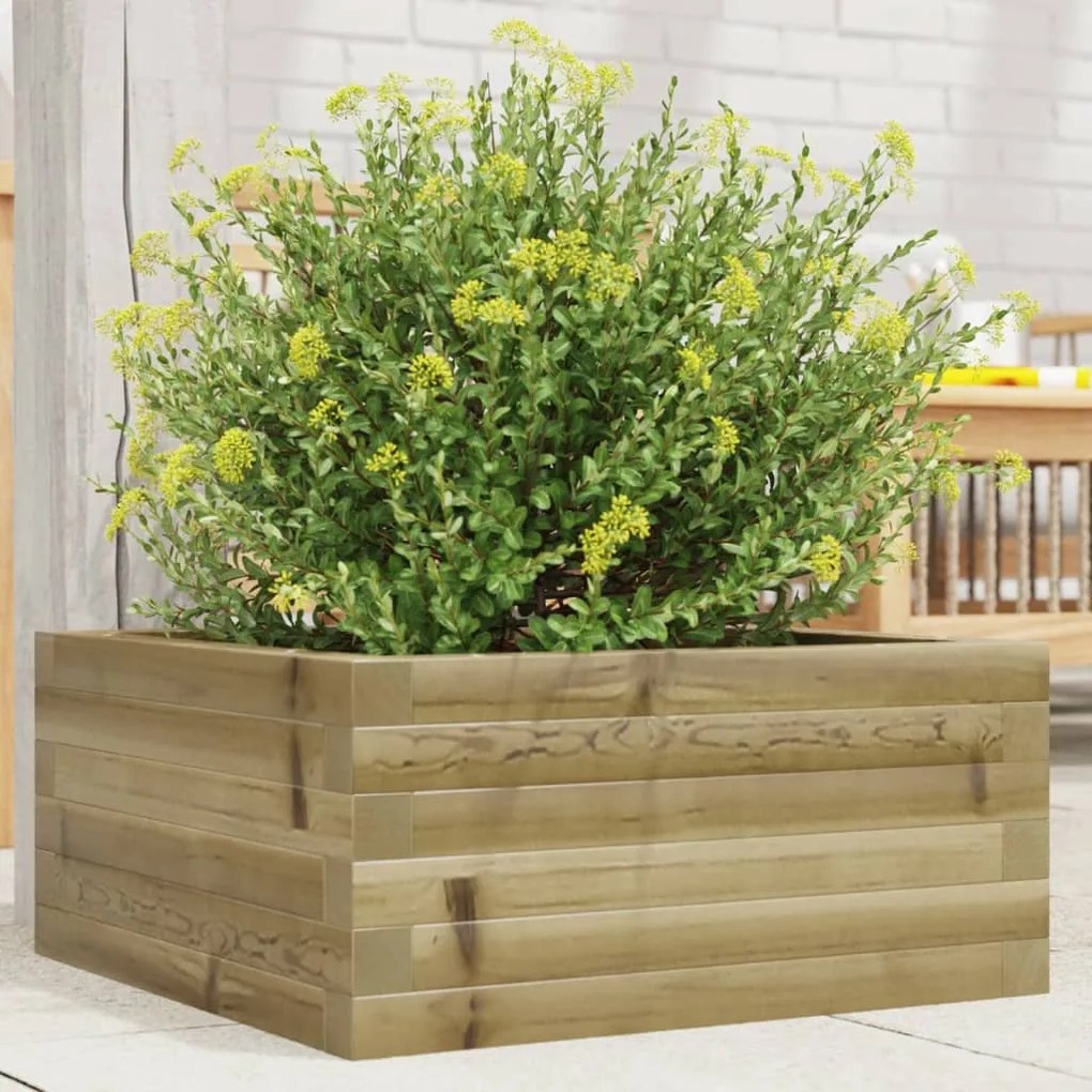 vidaXL Vaso/floreira de jardim 50x50x23 cm madeira de pinho impregnada