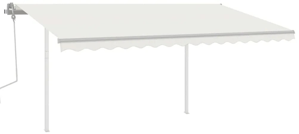 Toldo retrátil manual com luzes LED 4,5x3,5 m cor creme