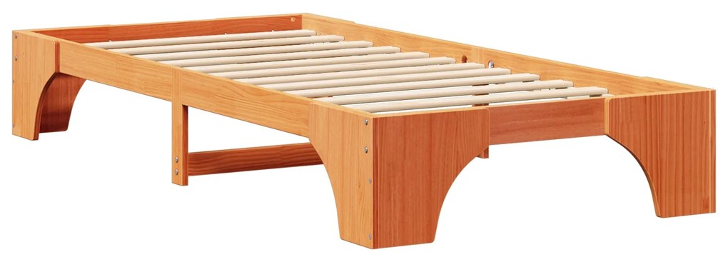 Estrutura de Cama Castanho Encerado Madeira Sólida 90 x 200 cm