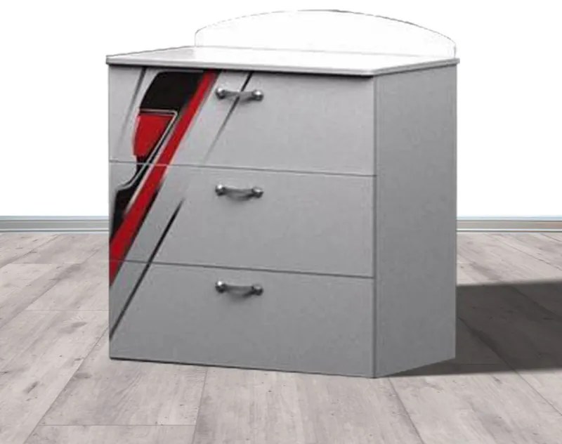 Cómoda infantil 3 gavetas SPEEDSPORT (KRD) VERMELHA