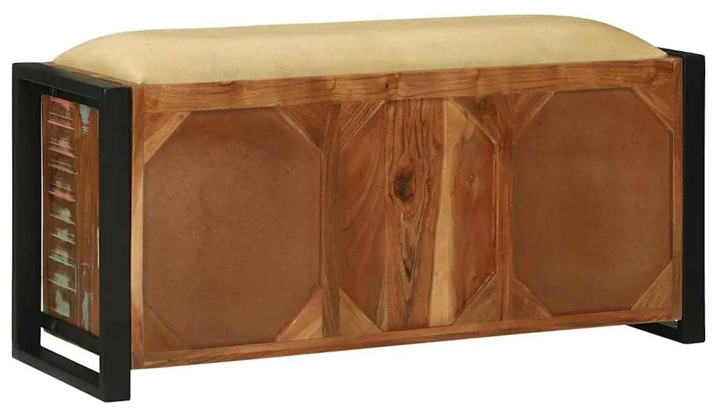 Armário Banco Multicolorido 100x35x50 cm Madeira Sólida Recuperada