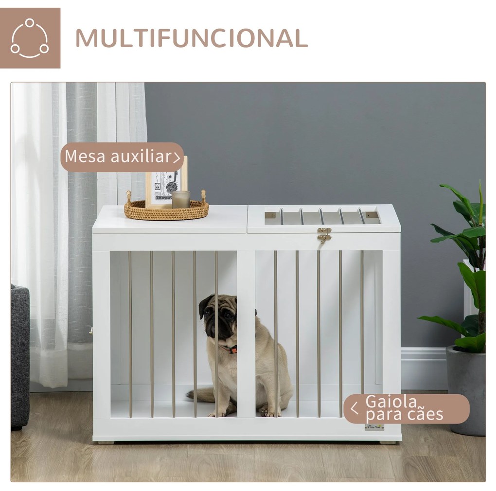 PawHut Gaiola para Cães com 2 Portas Bloqueáveis Casa para Cães de Tam