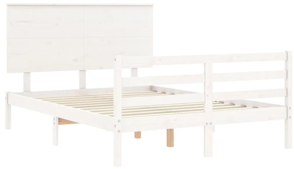 Estrutura de cama com cabeceira 120x200cm madeira maciça branco