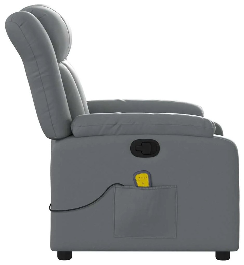 Poltrona de massagens reclinável couro artificial cinzento