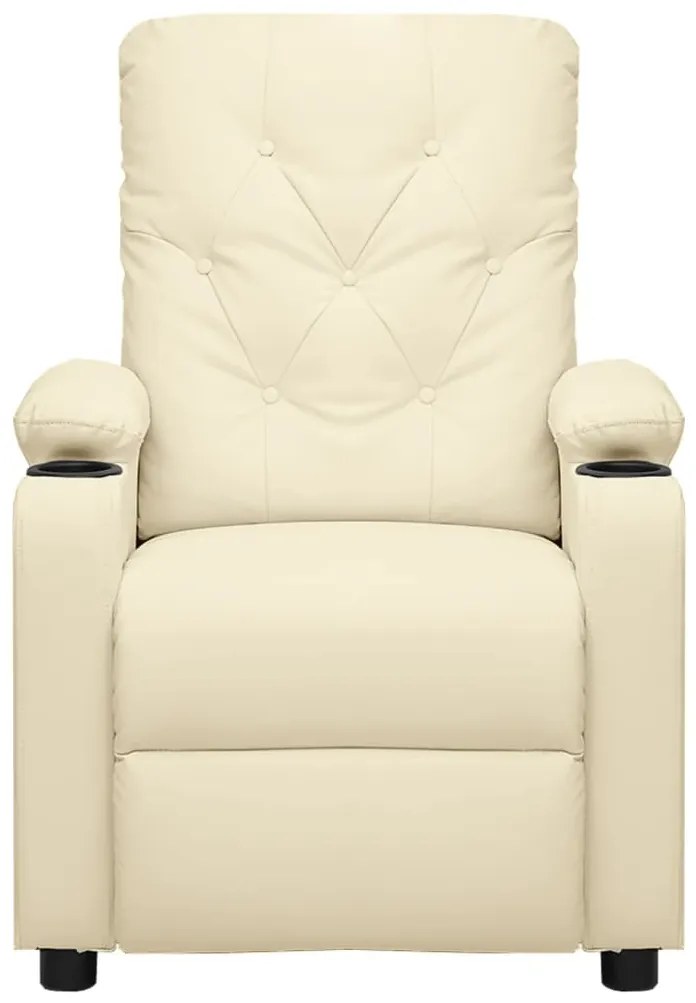 Poltrona reclinável elétrica couro artificial cor creme