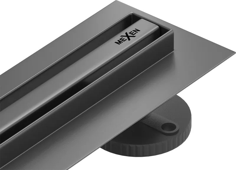 Mexen Flat 360° Slim ralo linear giratório 130 cm, cinza chumbo escovado - 1E41130