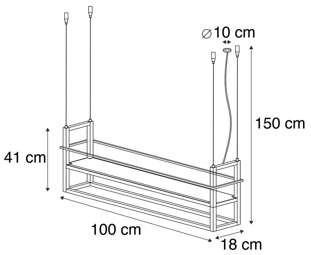 LED Candeeiro de suspensão inteligente castanho ferrugem com prateleira incl. 4 Wifi A60 - Cage Rack Industrial