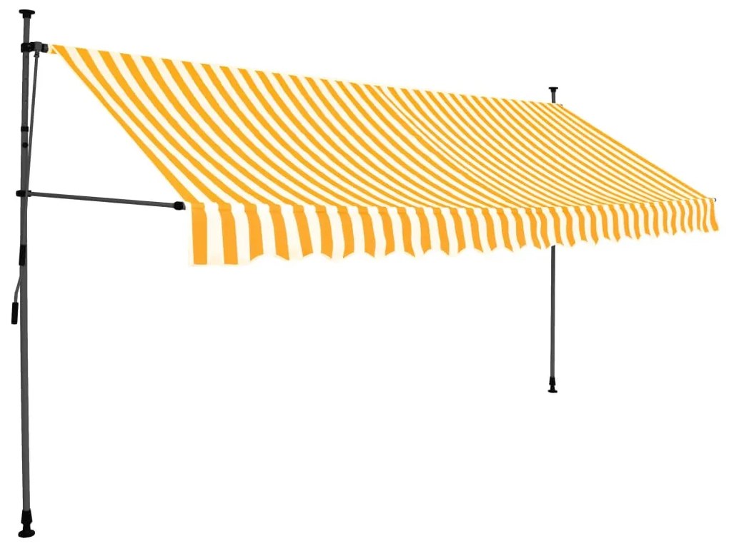 Toldo retrátil manual com LED 350 cm branco e laranja