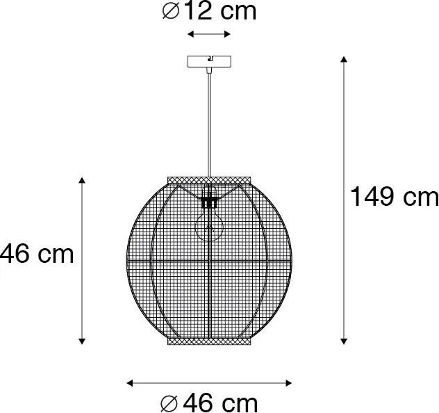 Candeeiro de suspensão oriental castanho 46 cm - Rob