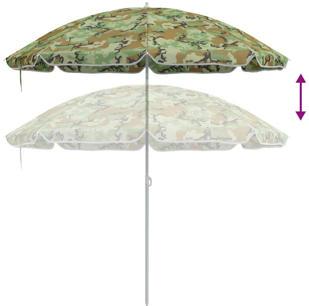 Guarda-sol de Praia vidaXL com Pólo de Alumínio Camuflado 240 cm