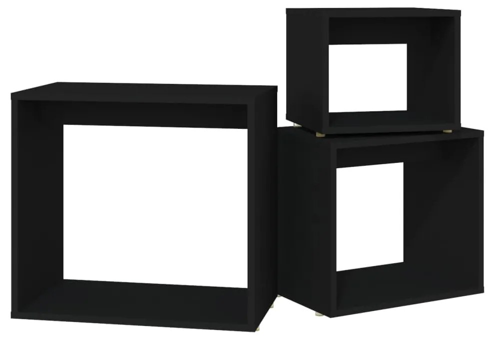 Mesas de encastrar 3 pcs contraplacado preto