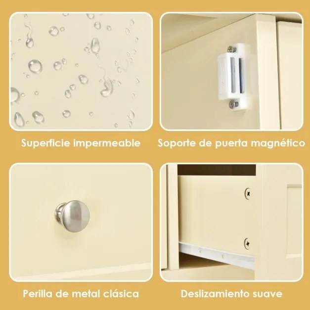 Mesa consola aparador em madeira com 2 gavetas e 2 prateleiras por baixo das portas Mesa de apoio para sala de estar Escritório 117 x 38 x 86,5 cm Beg