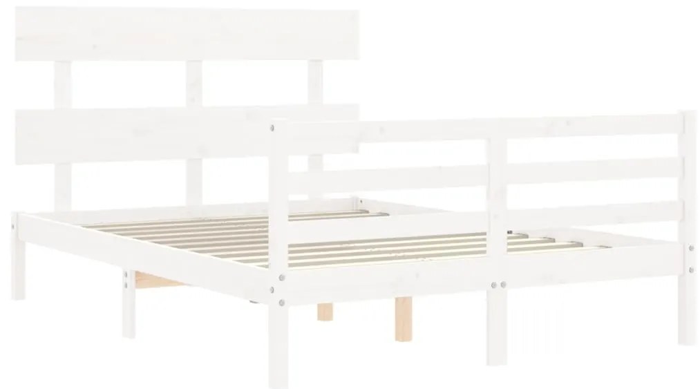 Estrutura de cama com cabeceira 120x200cm madeira maciça branco