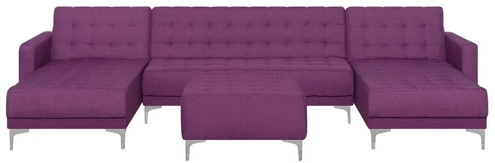 Sofá em forma de U com 5 lugares e repousa-pés em tecido violeta ABERDEEN Beliani