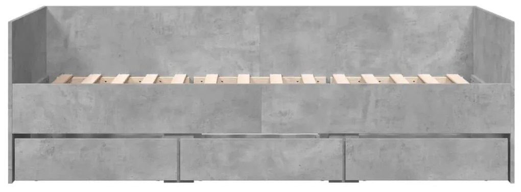 Sofá-cama com gavetas sem colchão 100x200 cm cinzento cimento