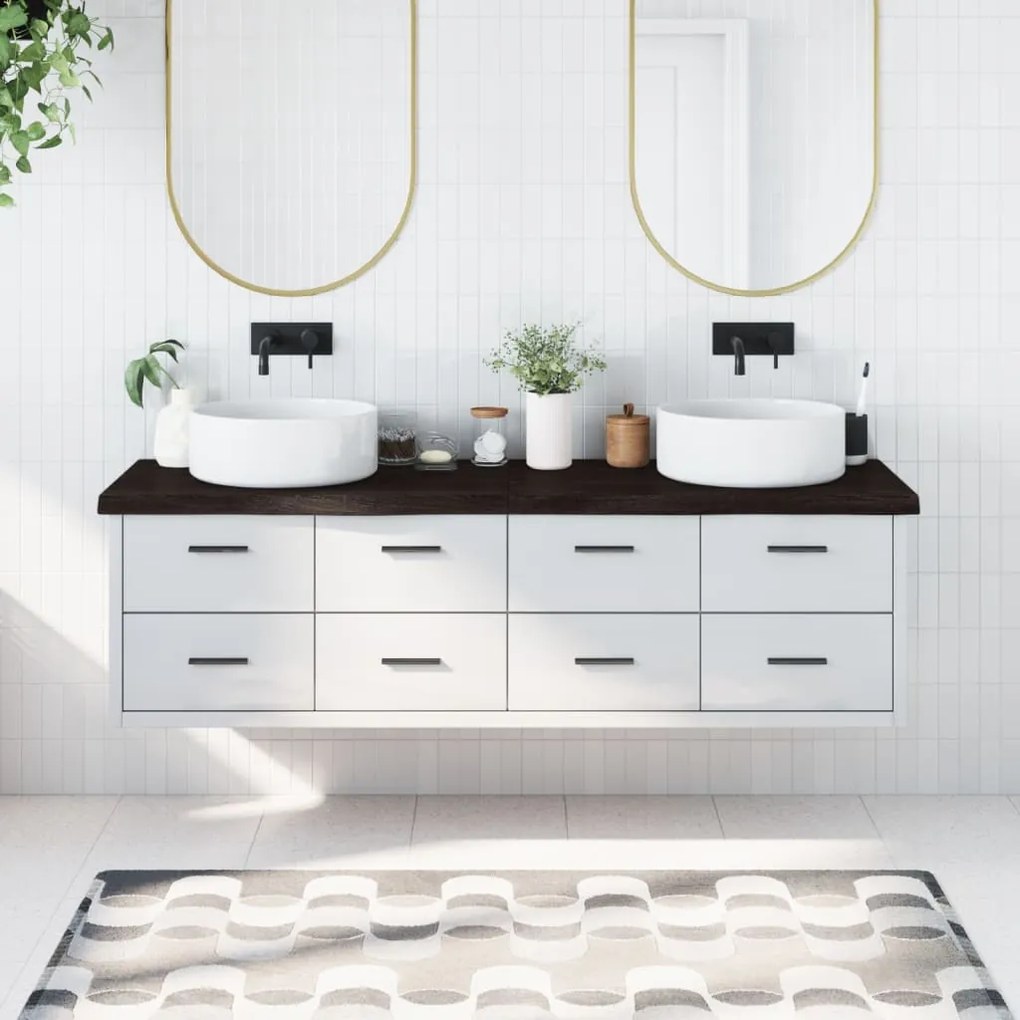 vidaXL Bancada p/ WC 180x50x(2-6)cm madeira tratada maciça castanho