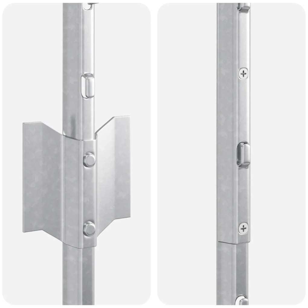 Postes de Cerca 44 pcs Canal U Prateado 200 cm Aço