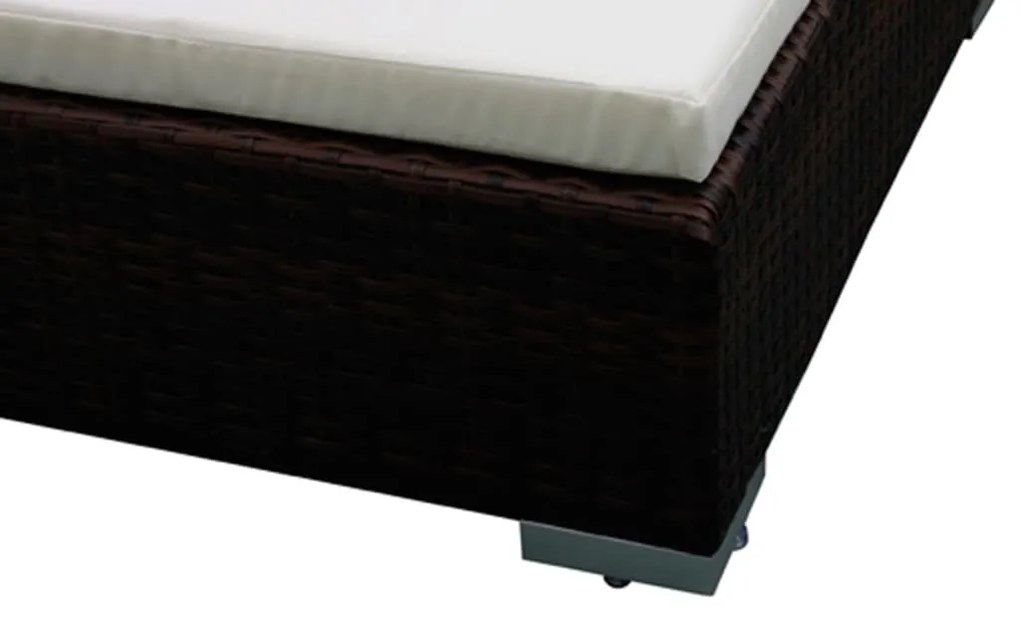 6 pcs conjunto lounge jardim c/ almofadões vime PE castanho