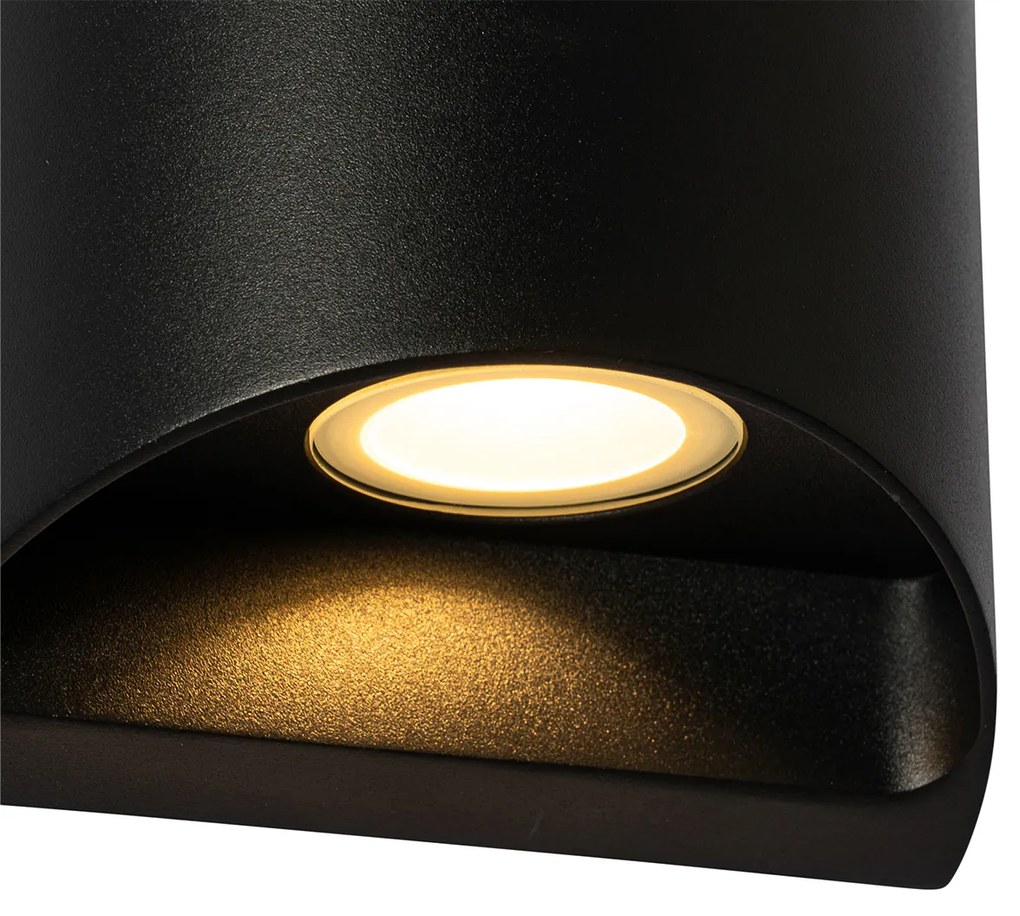 Candeeiro de parede exterior moderno preto com LED 2 luzes IP54 - Mal Moderno