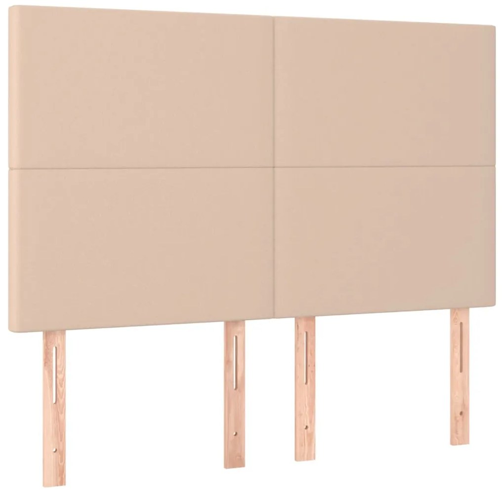 Estrutura cama cabeceira 140x200 cm couro artificial cappuccino