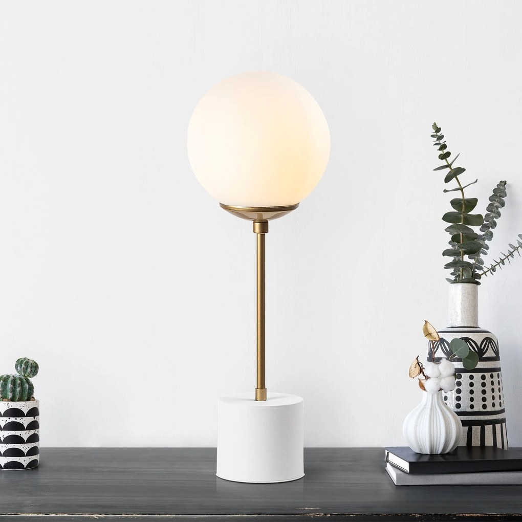 Candeeiro de Mesa Globo – Branco – 20 x 20 x 57 cm