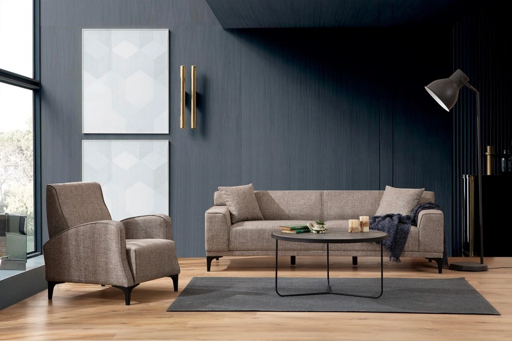 Sofá de 3 Lugares Petra – Cor Fawn – 215 x 87 x 86 cm