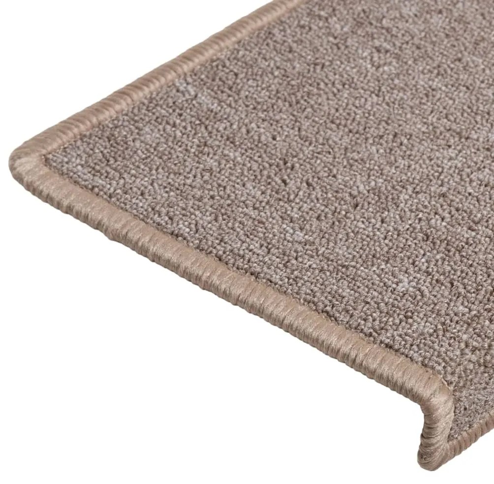 Tapete/carpete para degraus 15 pcs 65x21x4 cm castanho-claro