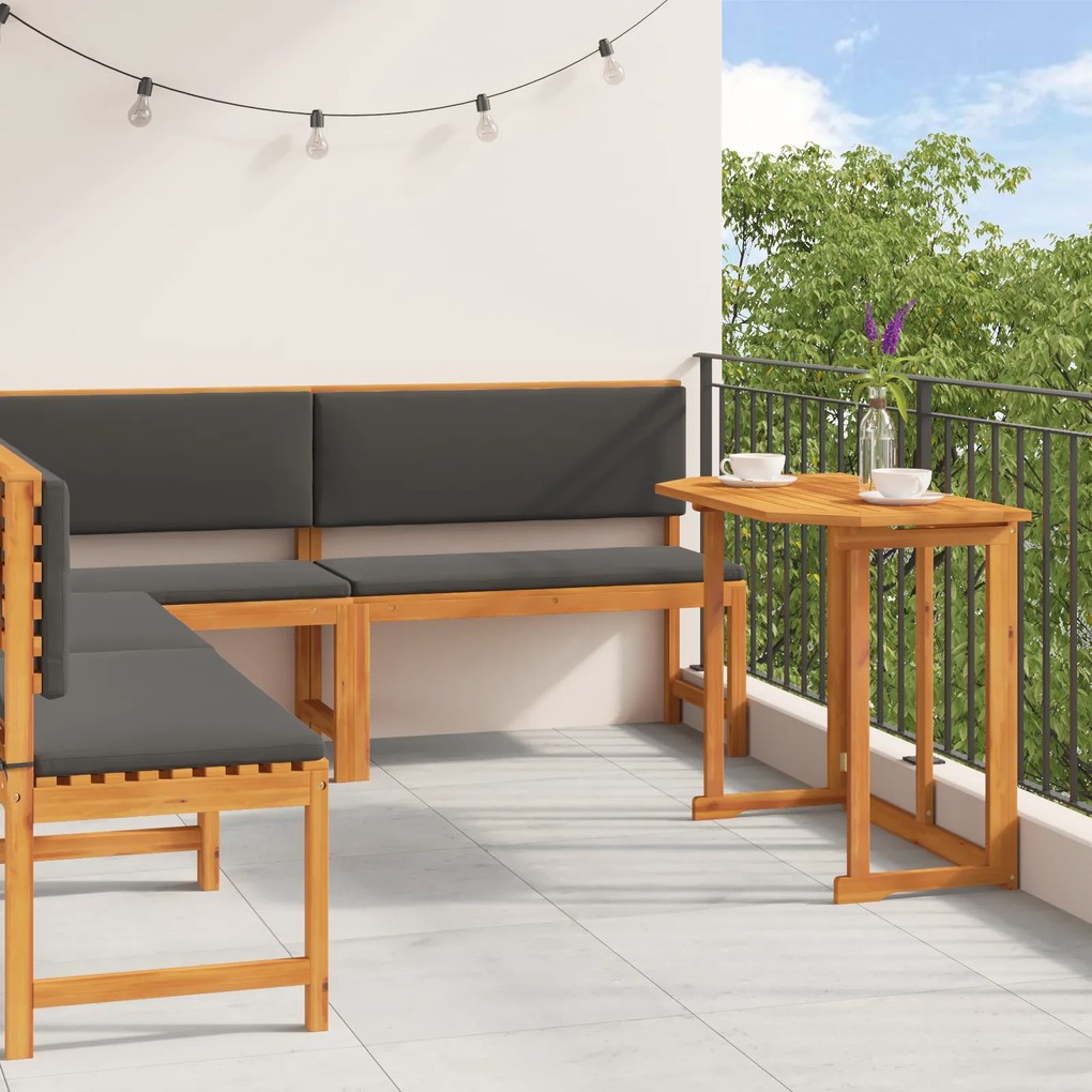 Conjunto de Jantar para o Jardim com 4 Peças e Almofadas em Madeira de Acácia