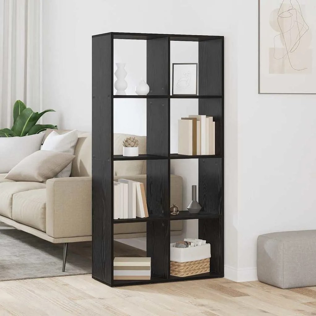 vidaXL Gabinete de Livros Carvalho preto 69,5 x 29 x 137,5 cm