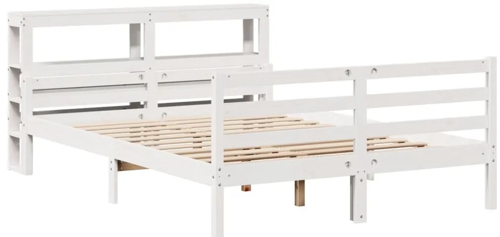 Estrutura de cama c/ cabeceira 150x200 cm pinho maciço branco