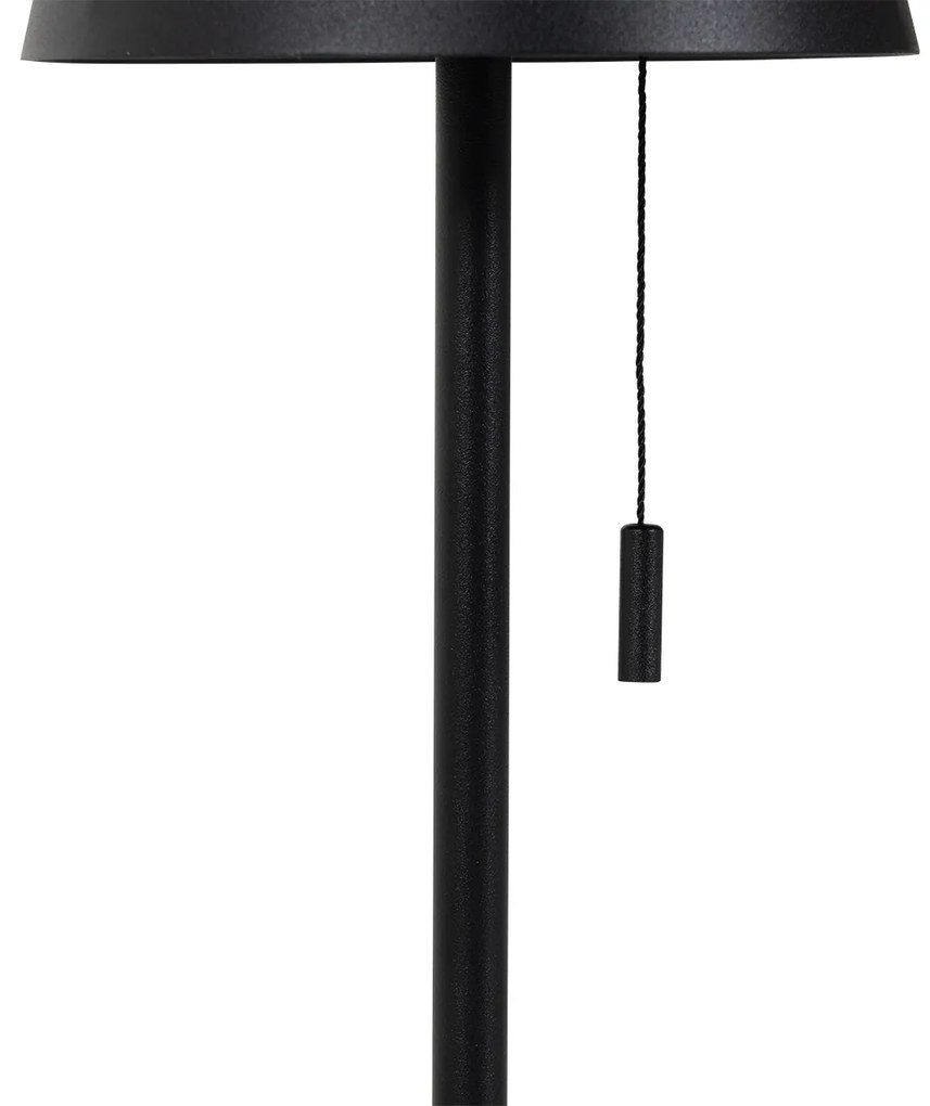 Candeeiro de mesa de exterior preto com LED regulável em 3 níveis recarregável e solar - Ferre Design