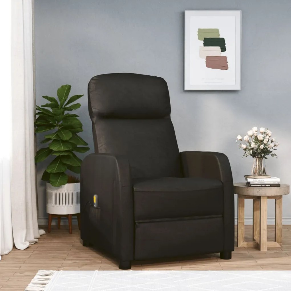 vidaXL Poltrona de massagens couro artificial preto