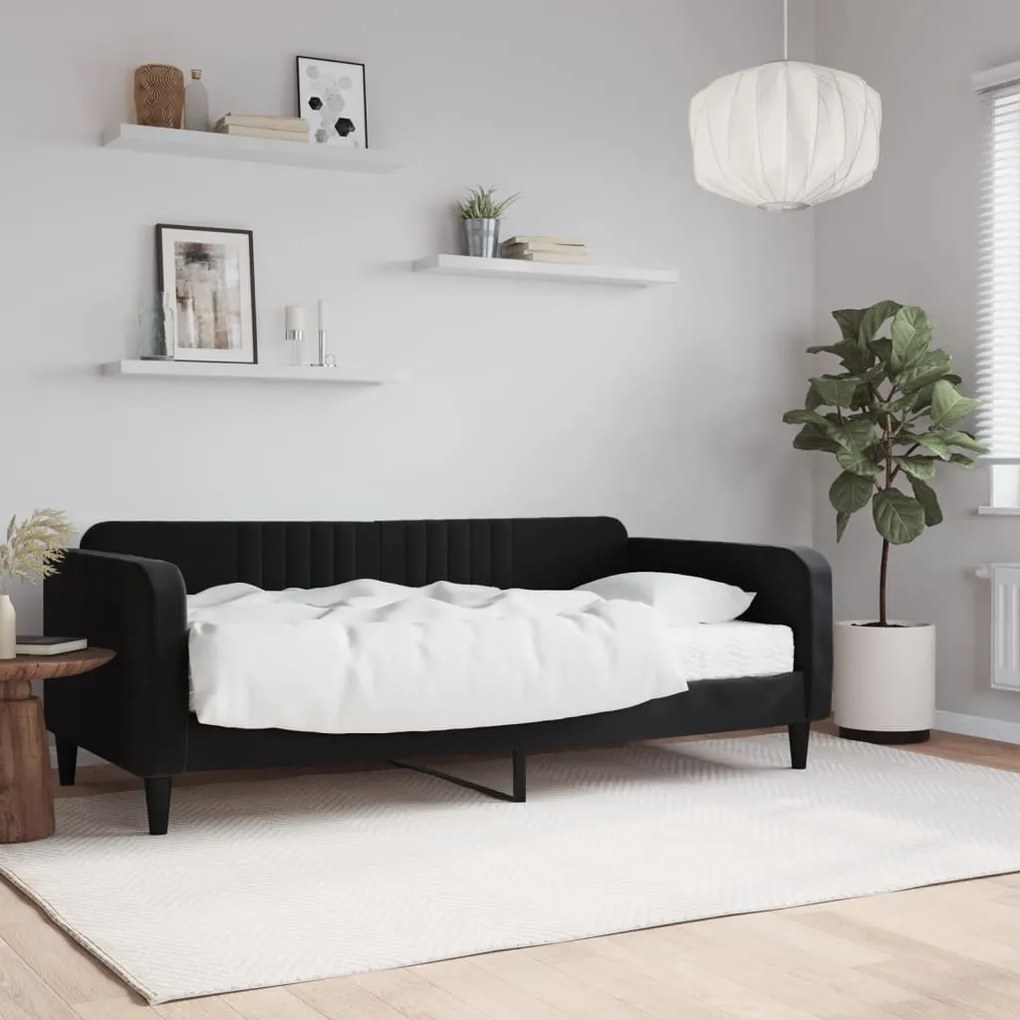 3197054 vidaXL Sofá-cama com colchão 90x190 cm veludo preto