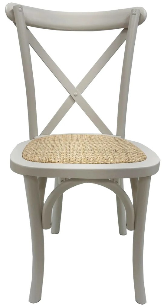 Conjunto 2 Cadeiras Cozinha, sala CROSS SX, madeira de faia, branca, ratán