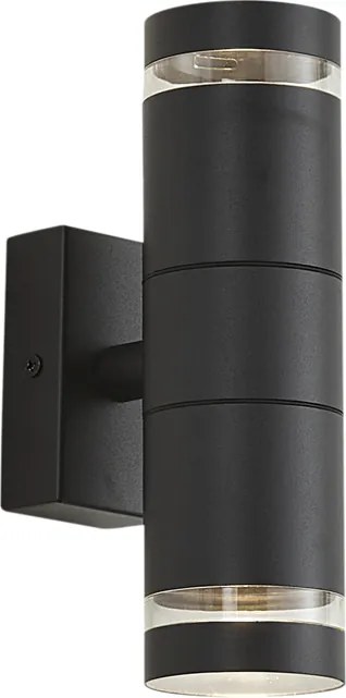 Candeeiro de parede exterior moderno preto 2 luzes IP44 - Dubbla