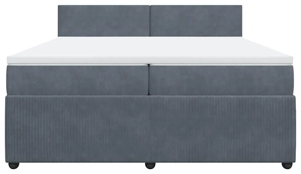 Cama com molas/colchão 200x200 cm veludo cinzento-escuro