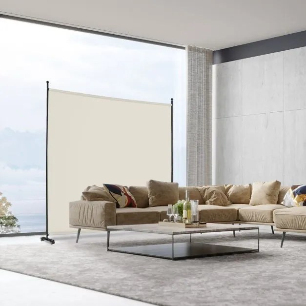 Biombo Divisória de ambientes 184 x 30 x 184 cm com painel único, tela de privacidade larga com rodas bloqueáveis branca