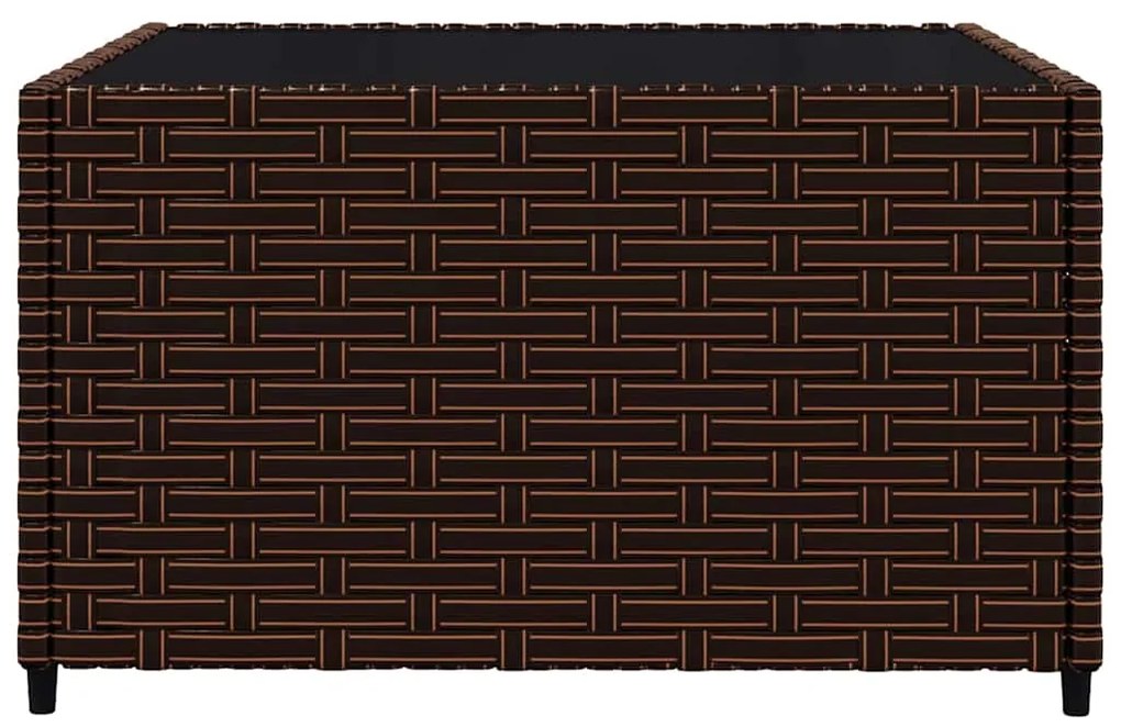 3 pcs conjunto lounge jardim c/ almofadões vime PE castanho
