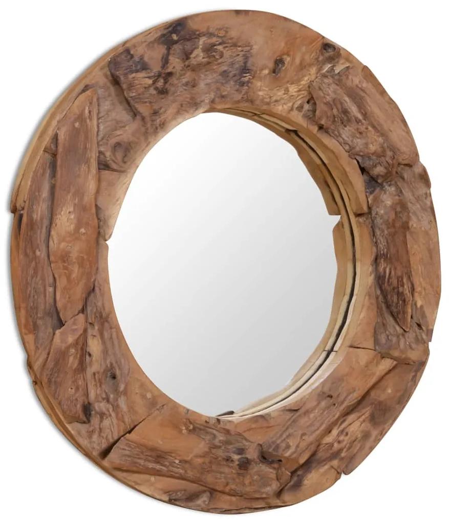 Espelho decorativo em teca 80 cm redondo