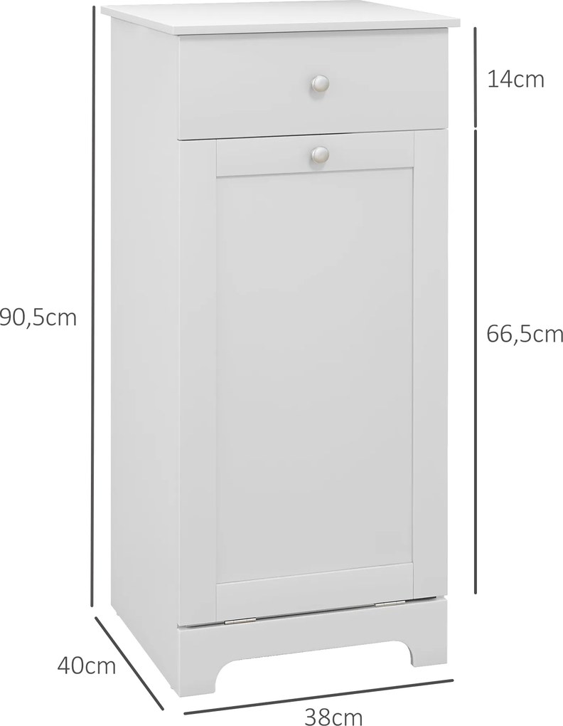 Móvel de casa de banho com cesto para roupa suja  40 x 40 x 90,5 cm, móvel de arrumação com gaveta  branco