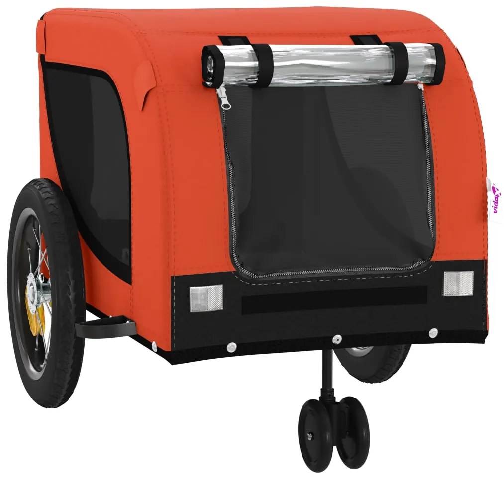 Reboque bicicleta p/ animais tecido oxford/ferro laranja/preto